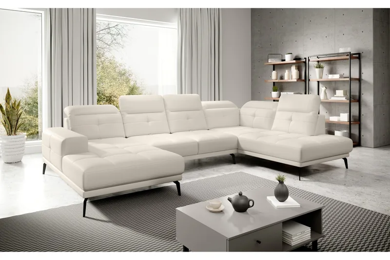 Devender Soffa m. Divan och Schäslong - Cremevit - Möbler - Vardagsrum - Soffor - U-soffor