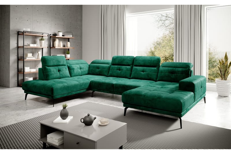 Devender Soffa m. Divan och Schäslong - Grön - Möbler - Vardagsrum - Soffor - U-soffor