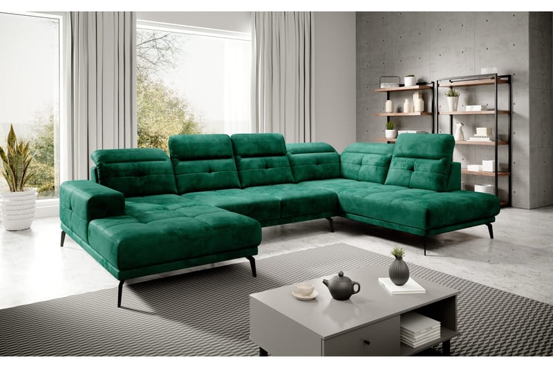 Devender Soffa m. Divan och Schäslong - Grön - Möbler - Vardagsrum - Soffor - U-soffor