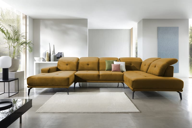 Devender Soffa m. Divan och Schäslong - Gul - Möbler - Vardagsrum - Soffor - U-soffor