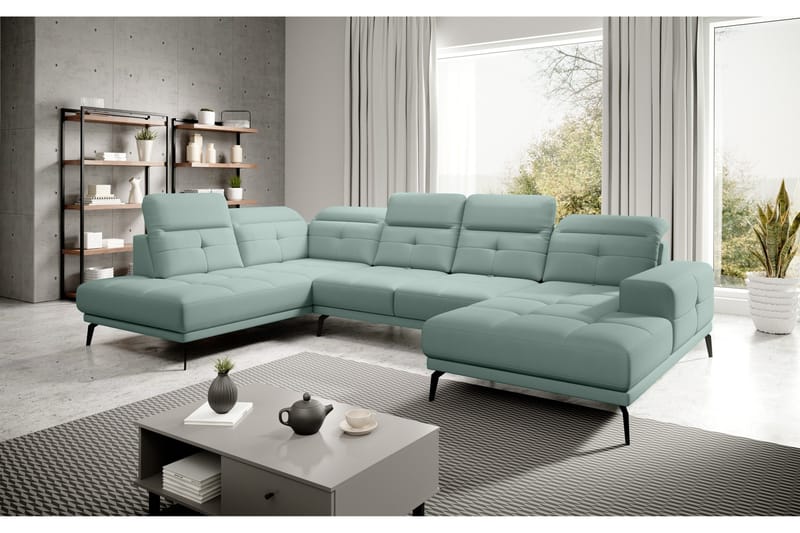 Devender Soffa m. Divan och Schäslong - Ljusgrön - Möbler - Vardagsrum - Soffor - U-soffor