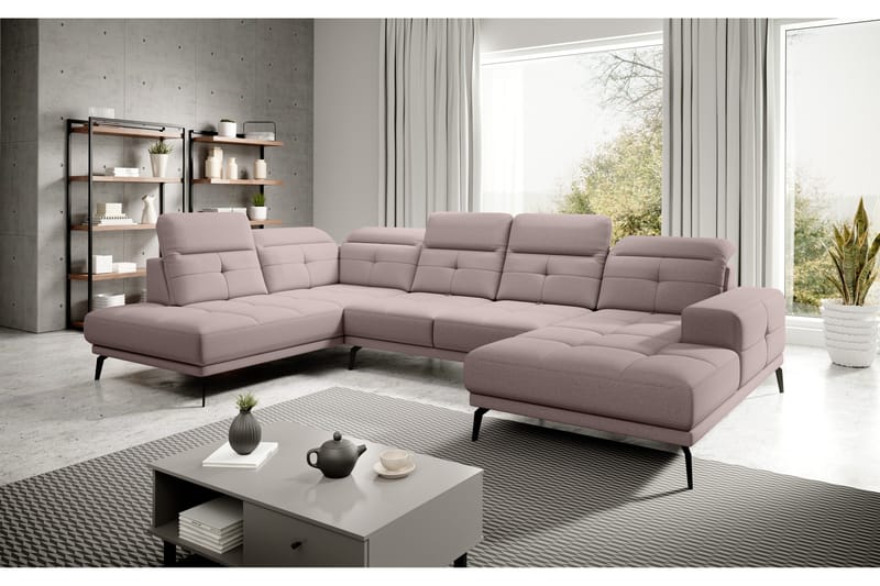 Devender Soffa m. Divan och Schäslong - Ljusrosa - Möbler - Vardagsrum - Soffor - U-soffor