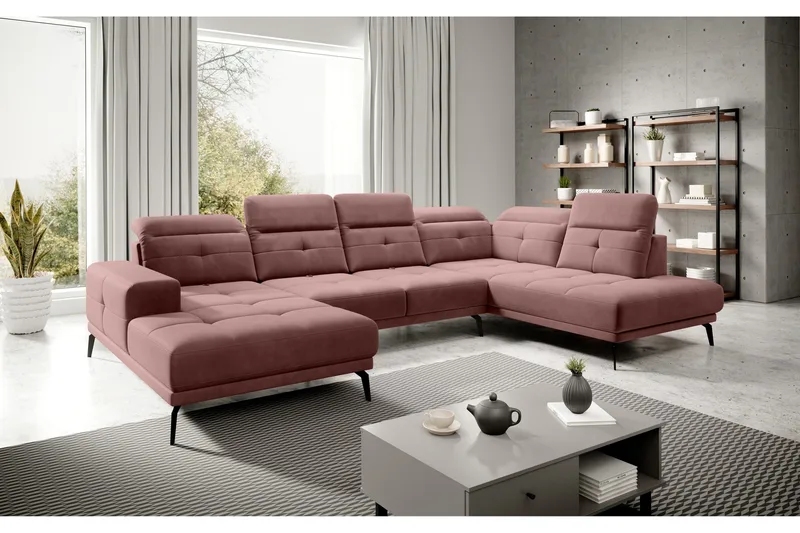 Devender Soffa m. Divan och Schäslong - Rosa - Möbler - Vardagsrum - Soffor - U-soffor