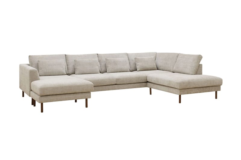 Florenz 4-sits Högervänd U-formad Soffa med Divan och Schäslong i Chenille - Grå/Beige - Möbler - Vardagsrum - Soffor - U-soffor