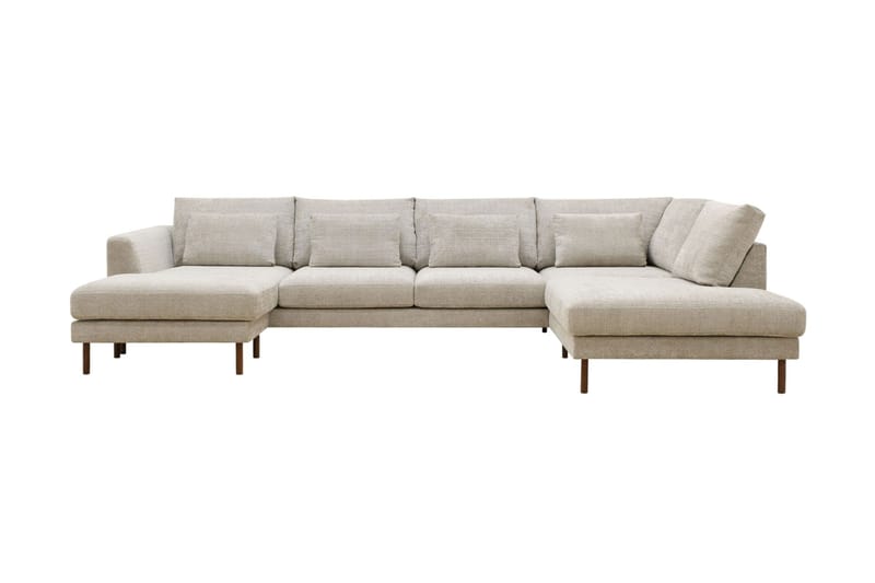 Florenz 4-sits Högervänd U-formad Soffa med Divan och Schäslong i Chenille, Grå/Beige