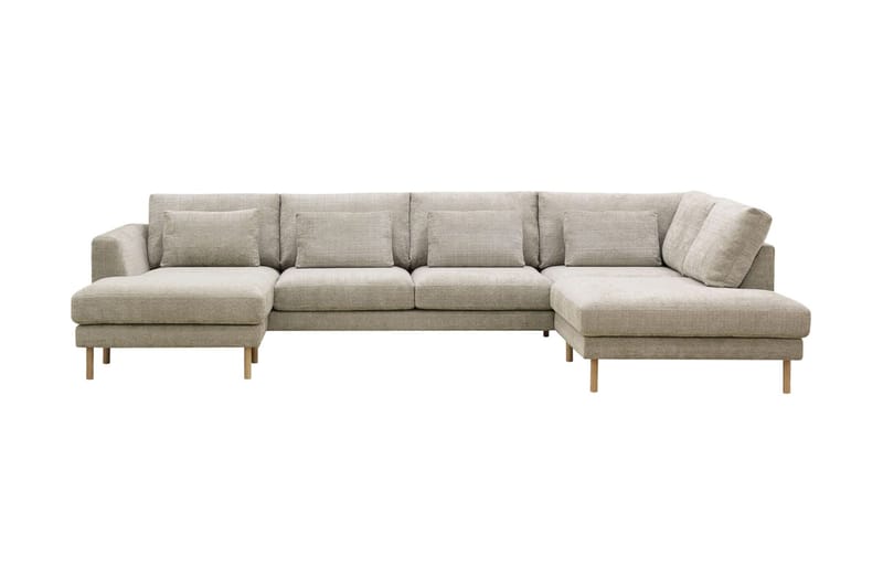 Florenz 4-sits Högervänd U-formad Soffa med Divan och Schäslong i Chenille, Grå/Beige