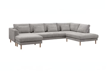 Florenz 4-sits Högervänd U-formad Soffa med Divan och Schäslong i Chenille - Ljusgrå - Möbler - Vardagsrum - Soffor - U-soffor
