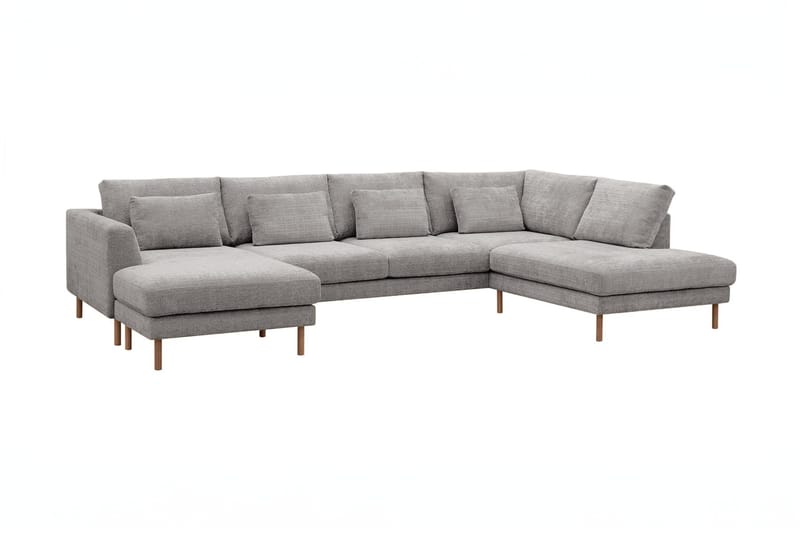 Florenz 4-sits Högervänd U-formad Soffa med Divan och Schäslong i Chenille - Ljusgrå - Möbler - Vardagsrum - Soffor - U-soffor