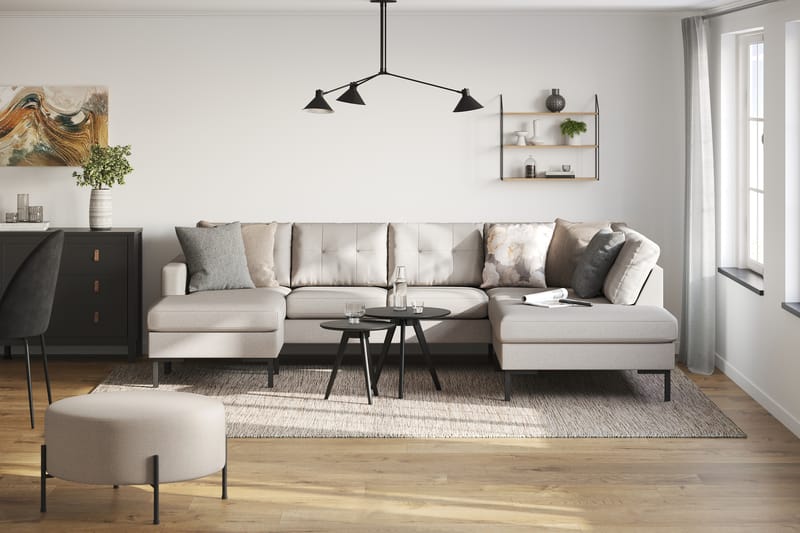 Frillestad 4-sits Högervänd U-formad Soffa med Divan och Schäslong i Tyg - Beige - Möbler - Vardagsrum - Soffor - U-soffor