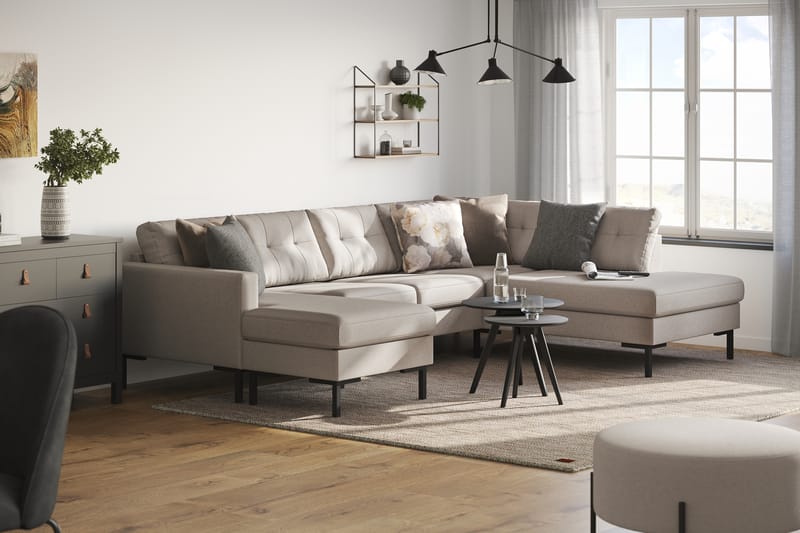 Frillestad 4-sits Högervänd U-formad Soffa med Divan och Schäslong i Tyg - Beige - Möbler - Vardagsrum - Soffor - U-soffor