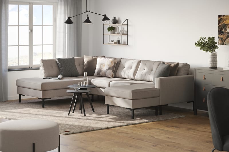 Frillestad 4-sits Vänstervänd U-formad Soffa med Divan och Schäslong i Tyg - Beige - Möbler - Vardagsrum - Soffor - U-soffor