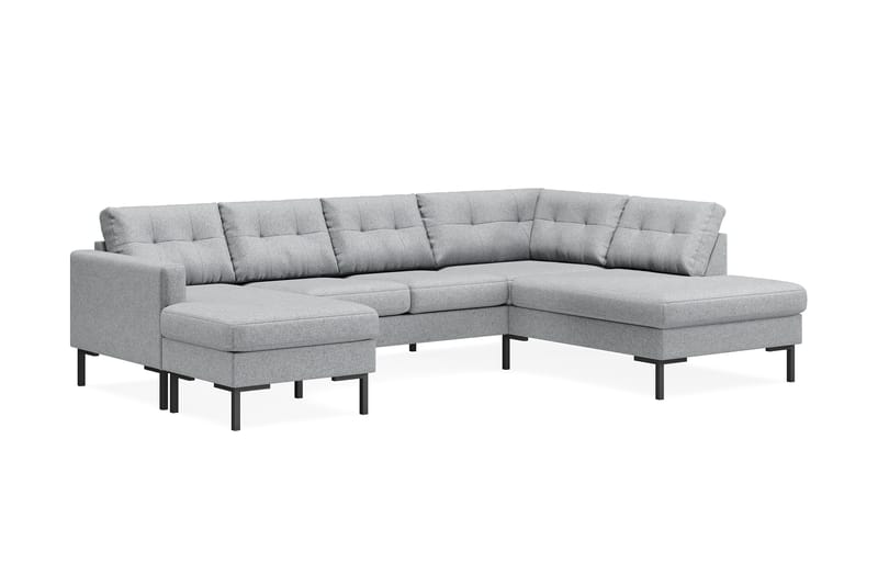 Frillestad 4-sits Vänstervänd U-formad Soffa med Divan och Schäslong i Tyg - Grå - Möbler - Vardagsrum - Soffor - U-soffor