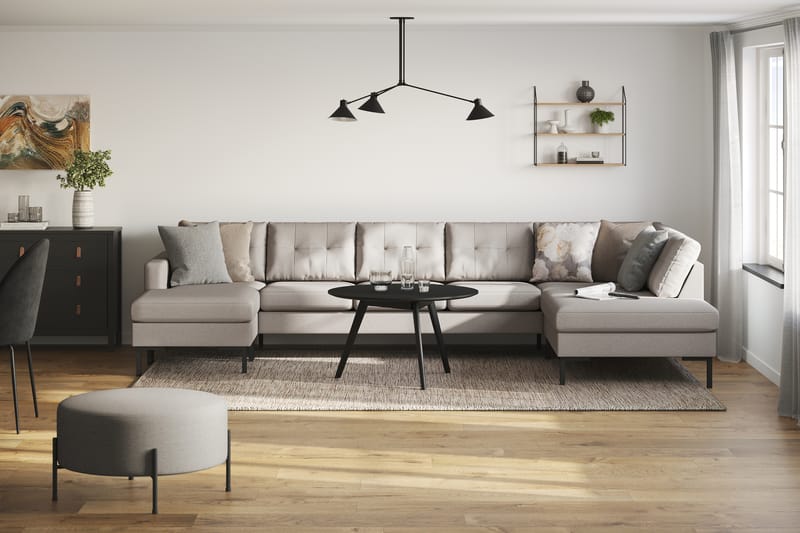 Frillestad 5-sits Högervänd U-formad Soffa med Divan och Schäslong i Tyg - Beige - Möbler - Vardagsrum - Soffor - U-soffor