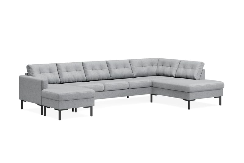 Frillestad 5-sits Högervänd U-formad Soffa med Divan och Schäslong i Tyg - Grå - Möbler - Vardagsrum - Soffor - U-soffor
