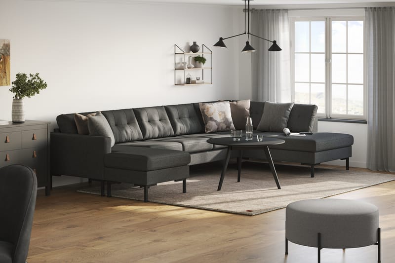 Frillestad 5-sits Högervänd U-formad Soffa med Divan och Schäslong i Tyg - Mörkgrå - Möbler - Vardagsrum - Soffor - U-soffor