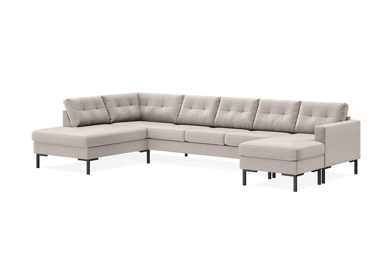 Frillestad 5-sits Vänstervänd U-formad Soffa med Divan och Schäslong i Tyg - Beige - Möbler - Vardagsrum - Soffor - U-soffor