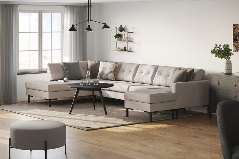 Frillestad 5-sits Vänstervänd U-formad Soffa med Divan och Schäslong i Tyg - Beige - Möbler - Vardagsrum - Soffor - U-soffor