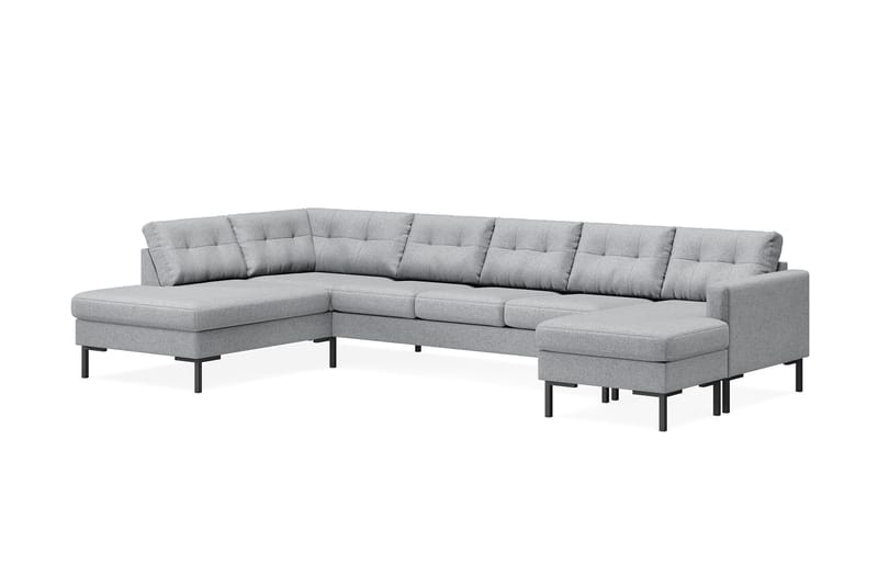 Frillestad 5-sits Vänstervänd U-formad Soffa med Divan och Schäslong i Tyg - Grå - Möbler - Vardagsrum - Soffor - U-soffor