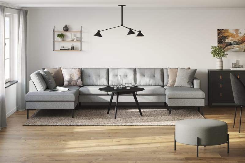 Frillestad 5-sits Vänstervänd U-formad Soffa med Divan och Schäslong i Tyg - Grå - Möbler - Vardagsrum - Soffor - U-soffor