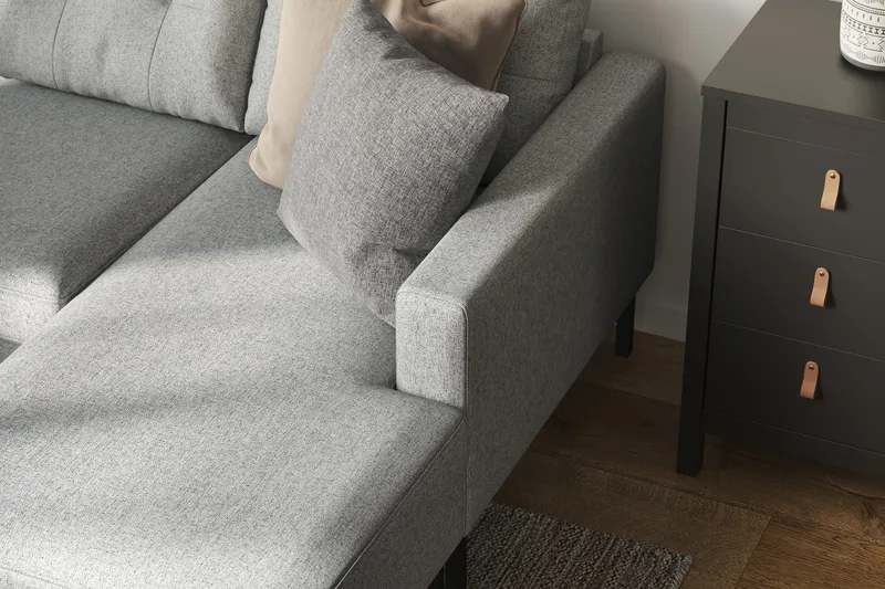 Frillestad 5-sits Vänstervänd U-formad Soffa med Divan och Schäslong i Tyg - Grå - Möbler - Vardagsrum - Soffor - U-soffor