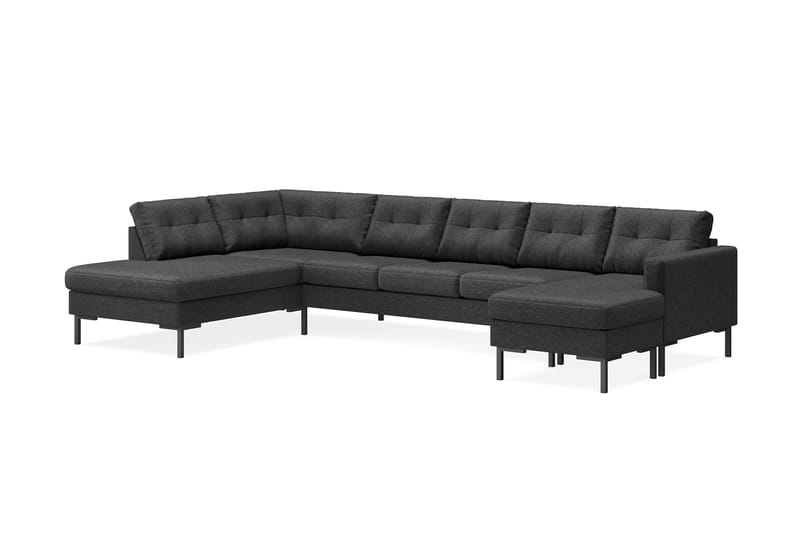 Frillestad 5-sits Vänstervänd U-formad Soffa med Divan och Schäslong i Tyg - Mörkgrå - Möbler - Vardagsrum - Soffor - U-soffor