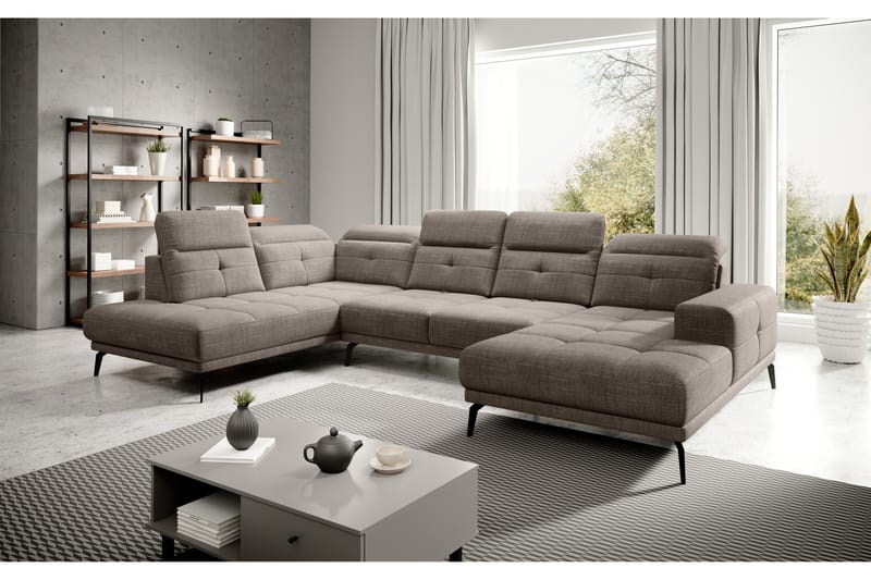 Haldar Soffa m. Divan och Schäslong Beige - U-soffor