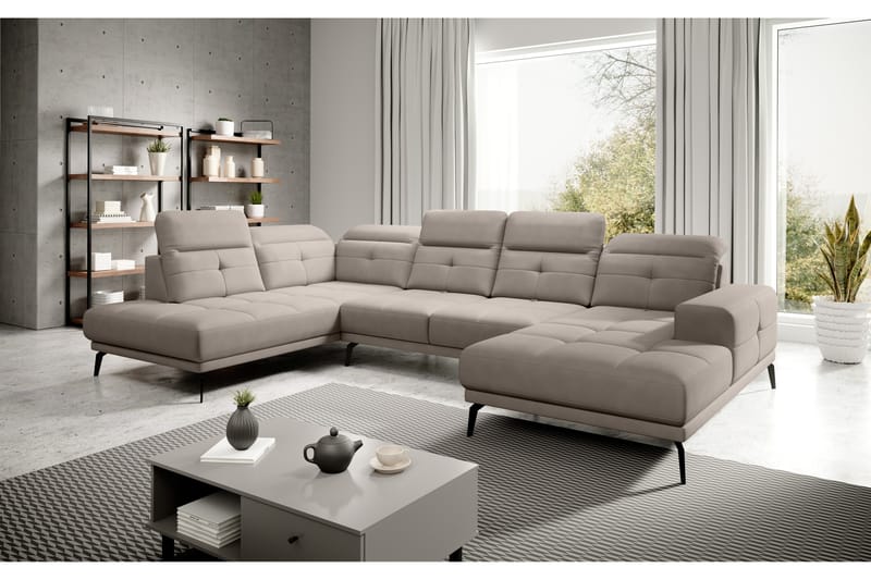 Haldar Soffa m. Divan och Schäslong Beige - U-soffor