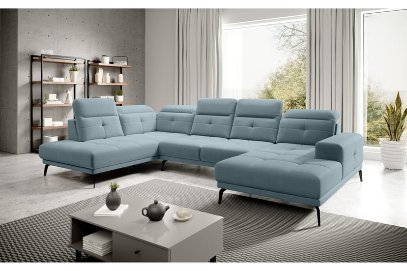 Haldar Soffa m. Divan och Schäslong Ljusblå - Möbler - Vardagsrum - Soffor - U-soffor