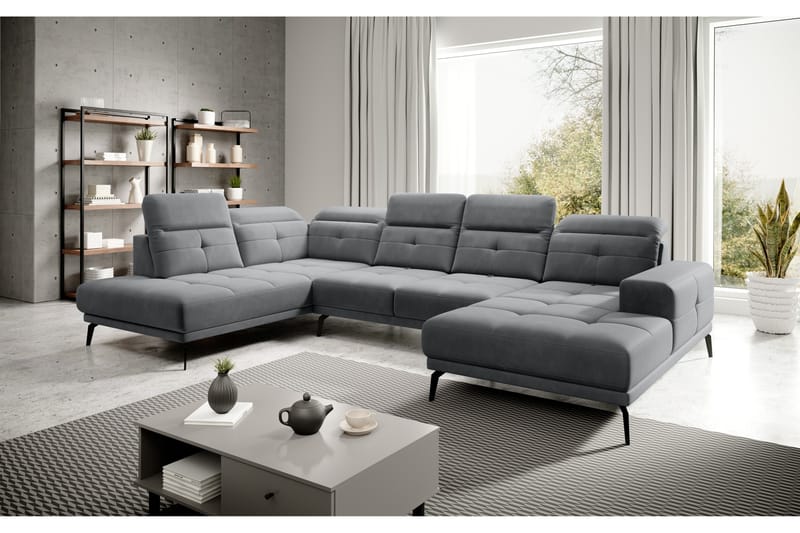Haldar Soffa m. Divan och Schäslong Ljusgrå - Möbler - Vardagsrum - Soffor - U-soffor