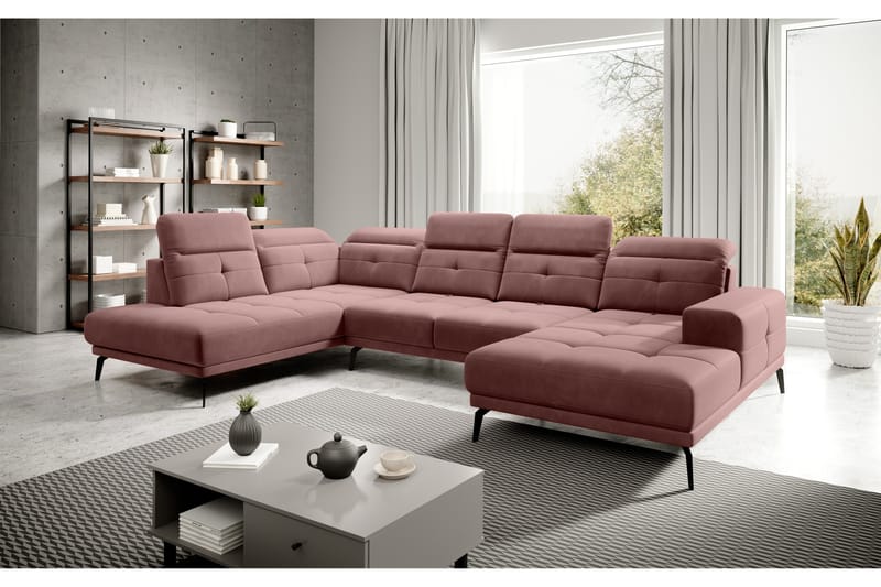 Haldar Soffa m. Divan och Schäslong Rosa - U-soffor