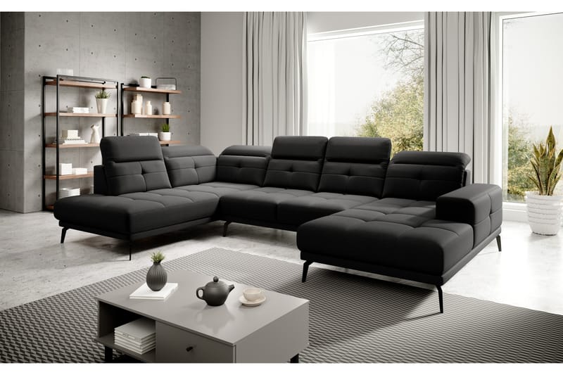 Haldar Soffa m. Divan och Schäslong Svart - Möbler - Vardagsrum - Soffor - U-soffor