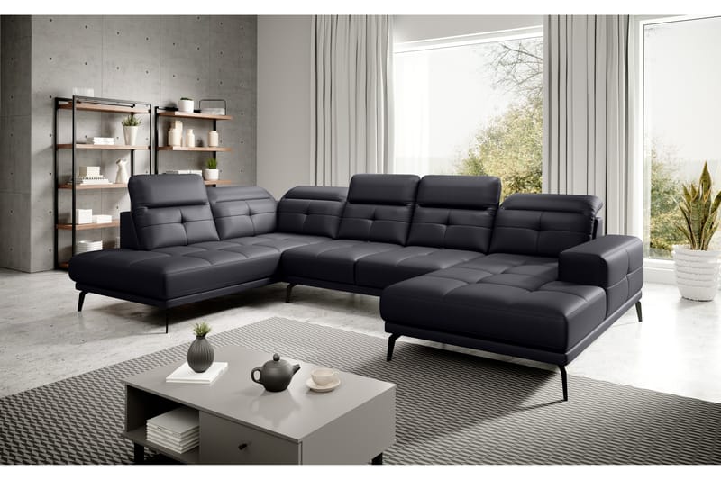 Haldar Soffa m. Divan och Schäslong Svart - Möbler - Vardagsrum - Soffor - U-soffor