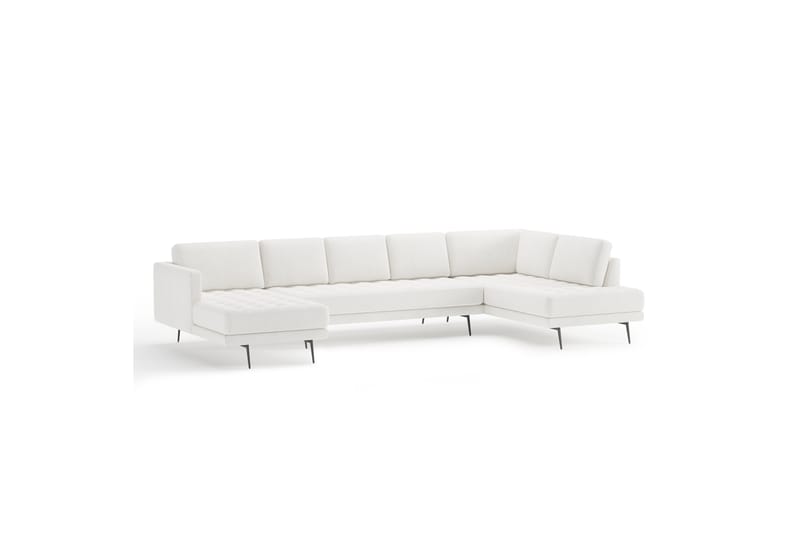 JERRIE Soffa m. Divan och Schäslong 6-sits Vit - U-soffor