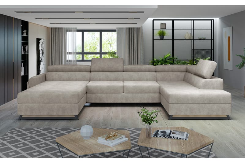 JOSETINA U-soffa med Divan Vänster Beige - Möbler - Vardagsrum - Soffor - U-soffor