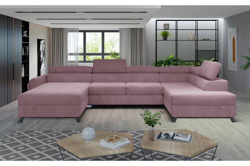 JOSETINA U-soffa med Divan Vänster Rosa - U-soffor