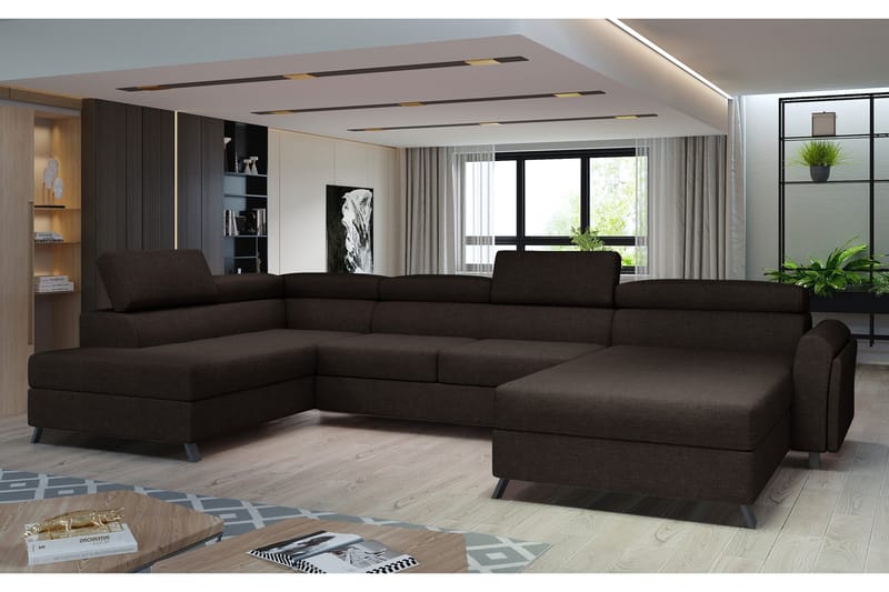 Josette U-soffa med Divan Höger - Brun - Möbler - Vardagsrum - Soffor - U-soffor