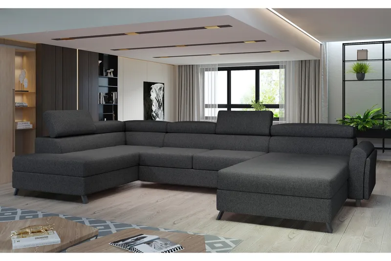 Josette U-soffa med Divan Höger, Mörkgrå