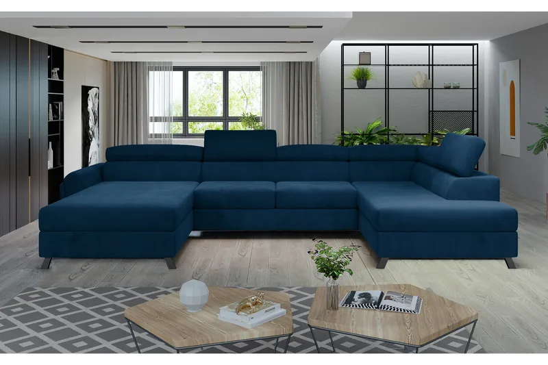 Josette U-soffa med Divan Vänster, Blå