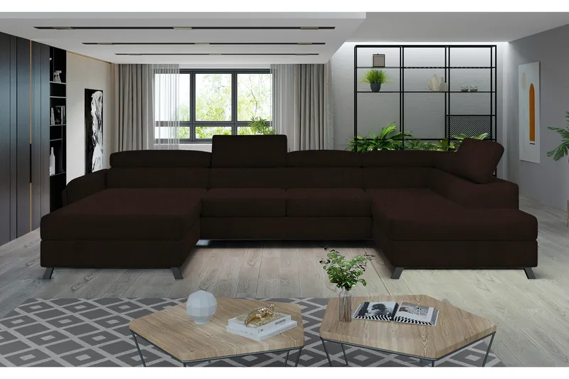 Josette U-soffa med Divan Vänster, Brun
