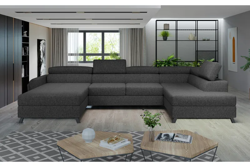 Josette U-soffa med Divan Vänster, Mörkgrå