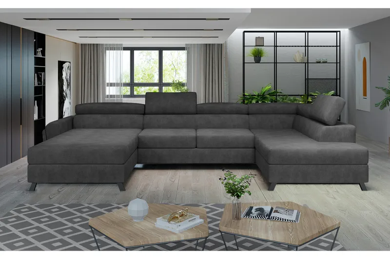 Josette U-soffa med Divan Vänster, Mörkgrå