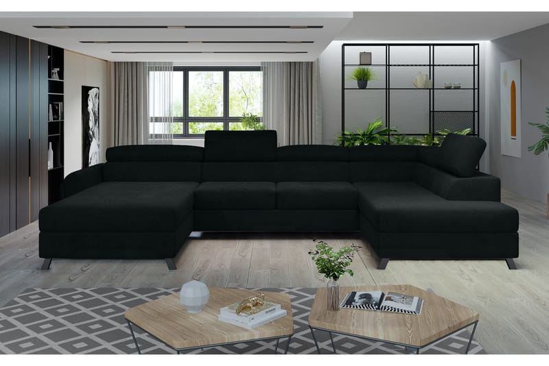 Josette U-soffa med Divan Vänster - Svart - Möbler - Vardagsrum - Soffor - U-soffor
