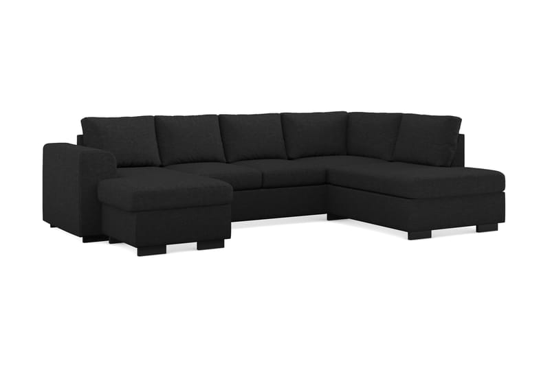 Link 4-sits Högervänd U-formad Large Soffa med Divan och Schäslong i Tyg - Svart - Möbler - Vardagsrum - Soffor - U-soffor