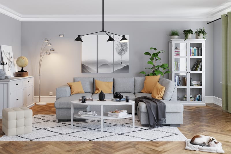Link 4-sits Högervänd U-formad Soffa med Divan och Schäslong i Tyg - Ljusgrå - Möbler - Vardagsrum - Soffor - U-soffor