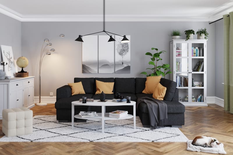Link 4-sits Högervänd U-formad Soffa med Divan och Schäslong i Tyg - Svart - Möbler - Vardagsrum - Soffor - U-soffor