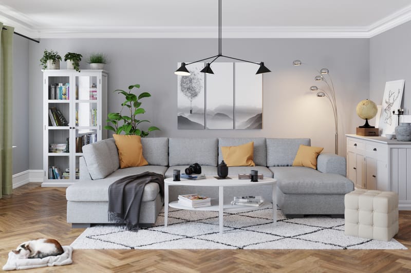 Link 4-sits Vänstervänd U-formad Large Soffa med Divan och Schäslong i Tyg - Ljusgrå - Möbler - Vardagsrum - Soffor - U-soffor