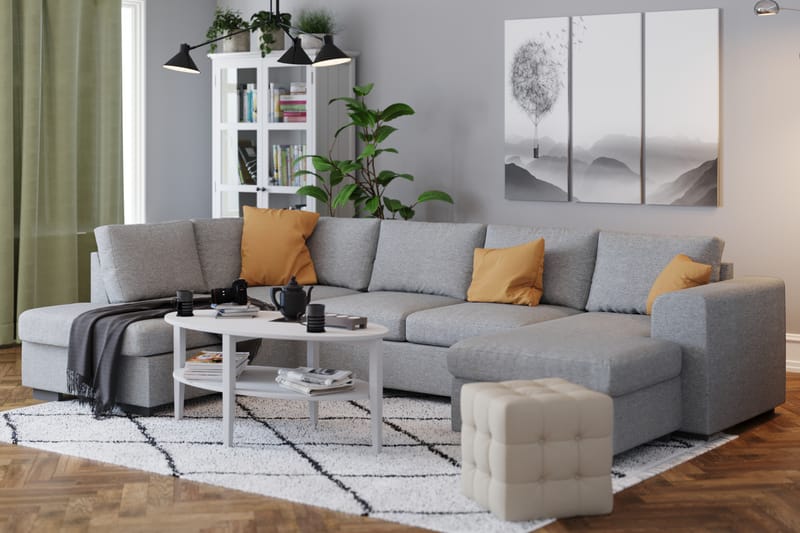 Link 4-sits Vänstervänd U-formad Large Soffa med Divan och Schäslong i Tyg - Ljusgrå - Möbler - Vardagsrum - Soffor - U-soffor