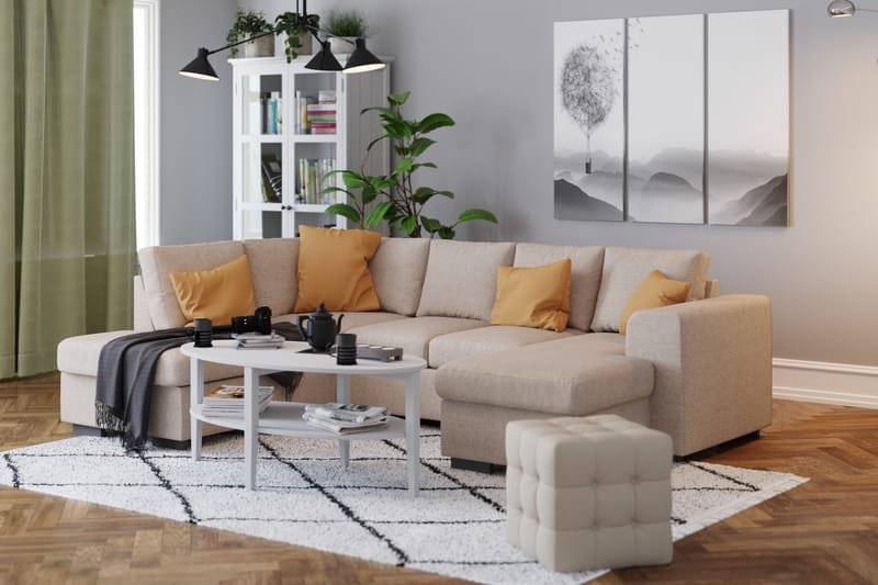 Link 4-sits Vänstervänd U-formad Soffa med Divan och Schäslong i Tyg - Beige - Möbler - Vardagsrum - Soffor - U-soffor