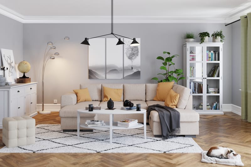 Link 4-sits Vänstervänd U-formad Soffa med Divan och Schäslong i Tyg - Beige - Möbler - Vardagsrum - Soffor - U-soffor
