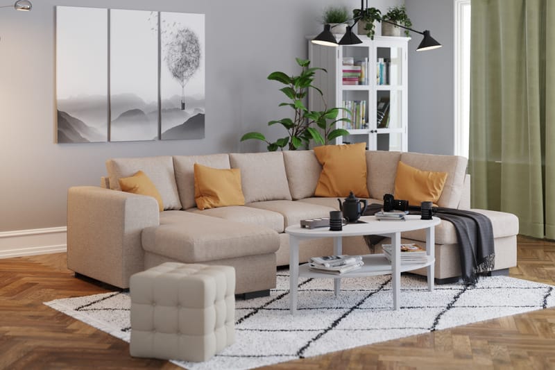 Link 4-sits Vänstervänd U-formad Soffa med Divan och Schäslong i Tyg - Beige - Möbler - Vardagsrum - Soffor - U-soffor